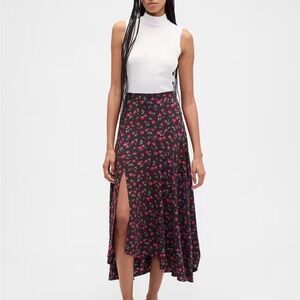 GAP Seamed Midi Skirt XXL Brown Floral